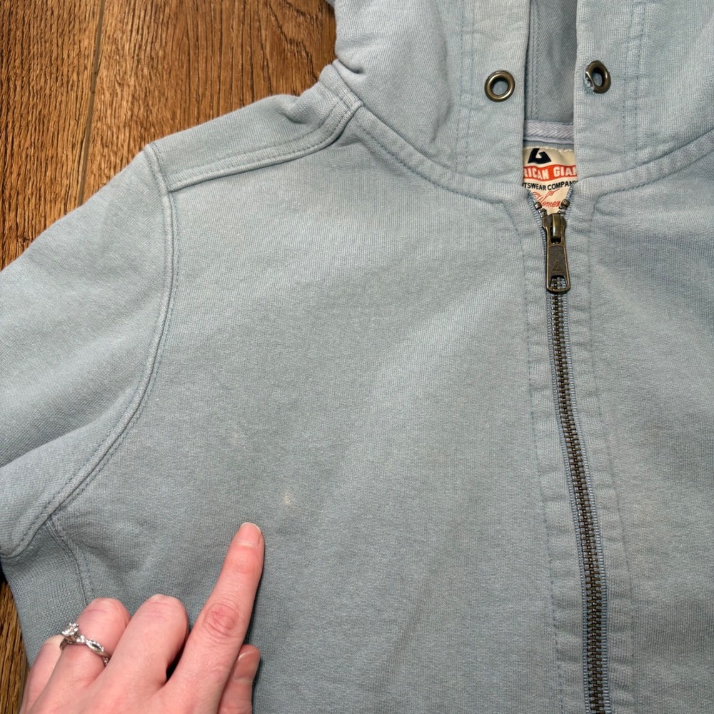 American Giant Full Zip‎ Hoodie USA Made Sweatshirt Light Blue Womens M Cotton - Picture 4 of 12
